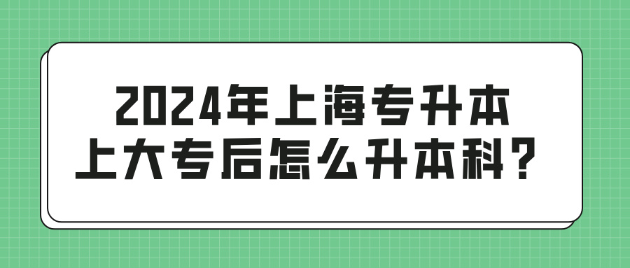 2024年上海专升本上大专后怎么升本科？