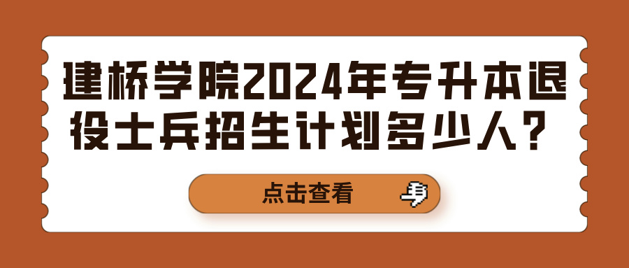 建桥学院2024年专升本退役士兵招生计划多少人？