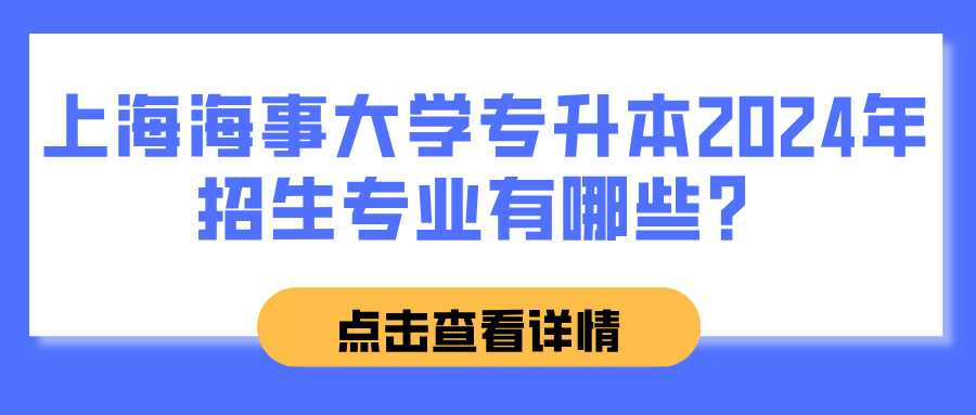 上海海事大学专升本2024年招生专业有哪些？