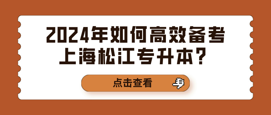 2024年如何高效备考上海松江专升本？