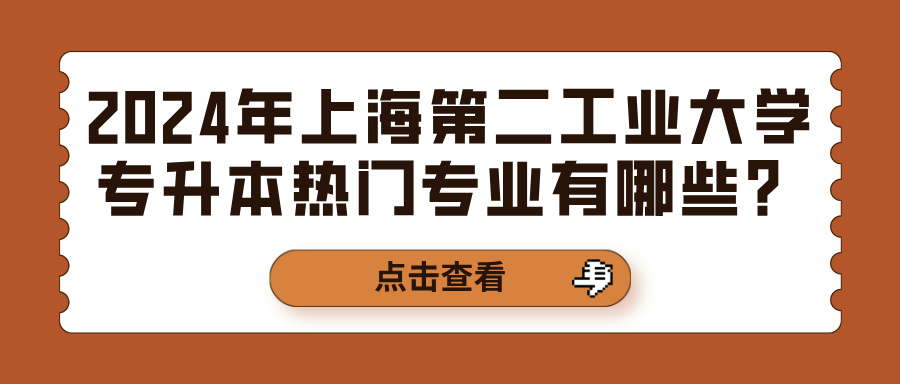 2024年上海第二工业大学专升本热门专业有哪些？