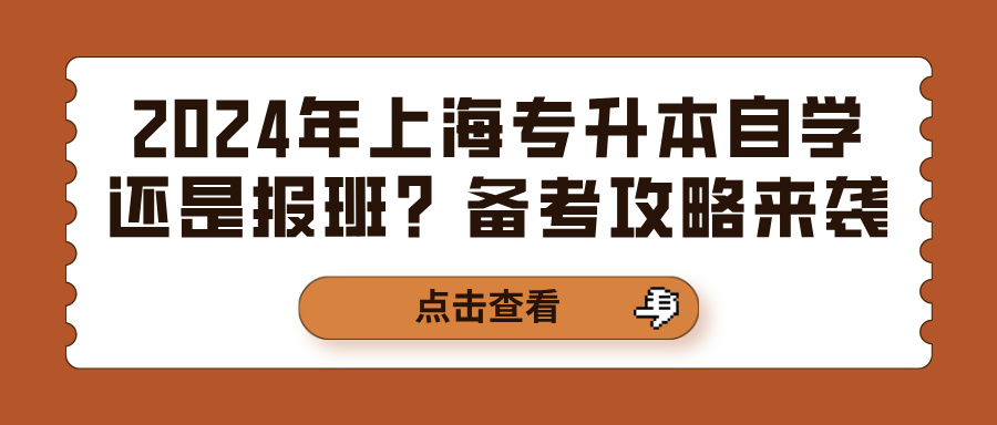 2024年上海专升本自学还是报班？备考攻略来袭