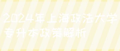 2024年上海政法大学专升本政策解析