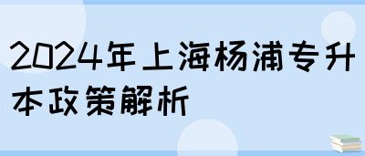 2024年上海杨浦专升本政策解析