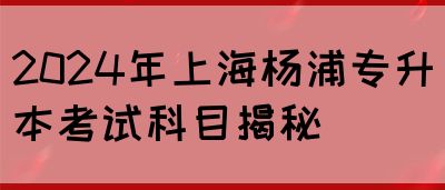 2024年上海杨浦专升本考试科目揭秘