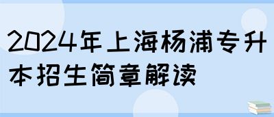 2024年上海杨浦专升本招生简章解读