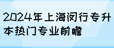 2024年上海闵行专升本热门专业前瞻(图1)