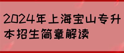 2024年上海宝山专升本招生简章解读(图1)