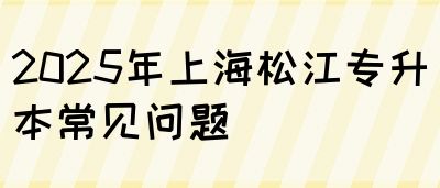 2025年上海松江专升本常见问题(图1)