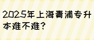 2025年上海青浦专升本难不难？(图1)