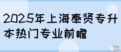 2025年上海奉贤专升本热门专业前瞻(图1)