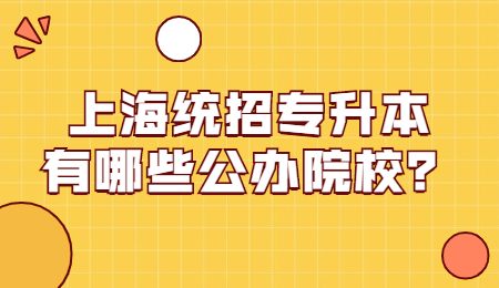 上海统招专升本有哪些公办院校？